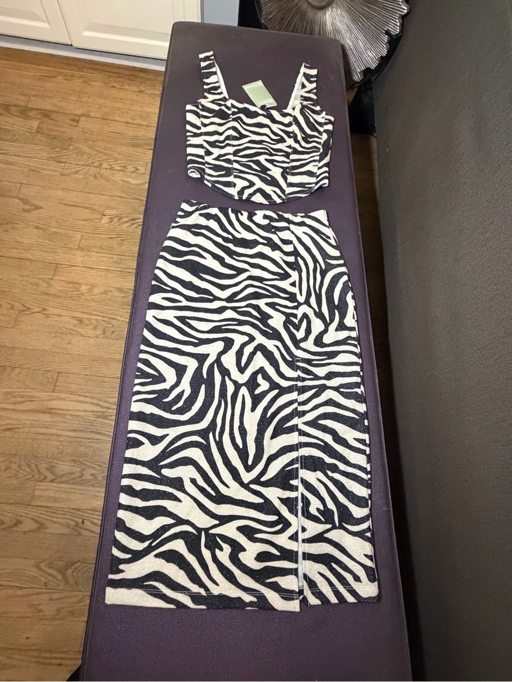 Black & White Zebra Print Two-Piece Dress Set
